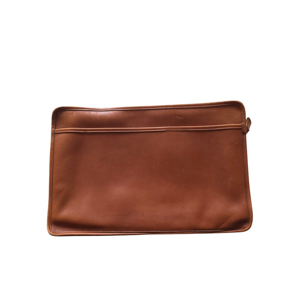 Vintage COACH 5225 Leather Portfolio Laptop Case Zip Top Chestnut Brown READ